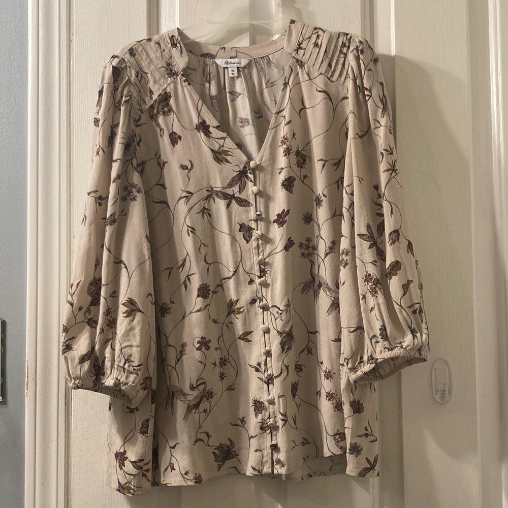 Bug print long sleeve blouse